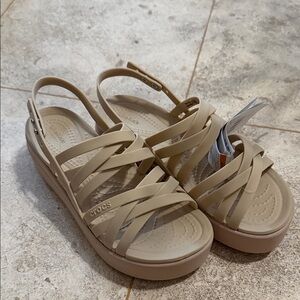 CROCS Women's Beige Strappy Sandals